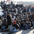 Illegal immigrants from North Africa arrive on the southern Italian island of Lampedusa