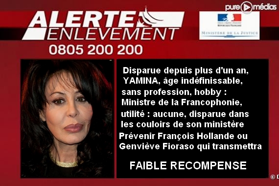 Alerte enlèvement de Yamina Benguigui